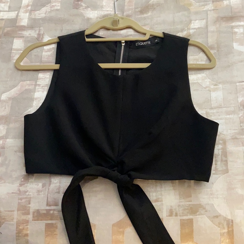 Black crop top with front tie